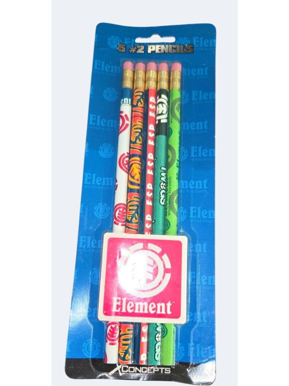 Element Assorted #2 Pencils 5-Pack Skateboard Graphics By XConcepts